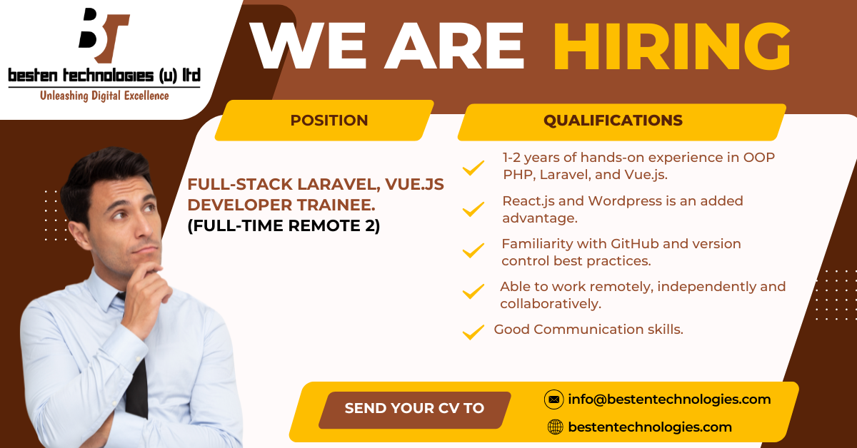 Full-Stack Laravel, and Vue.js Developer Trainee (Remote).